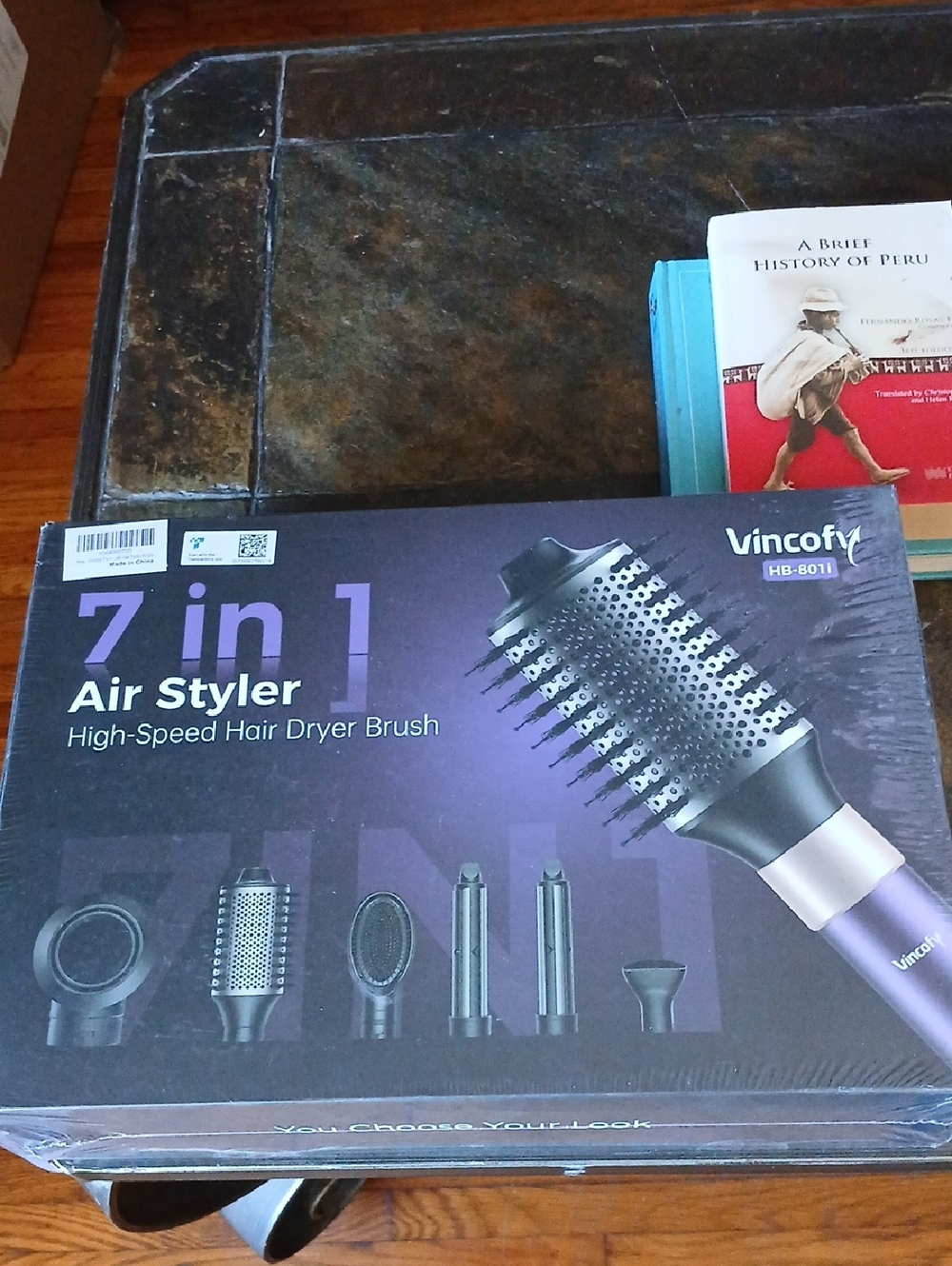 Vincofy 7-in-1 Air Styler Hair Dryer Brush - Purple and Black.   D